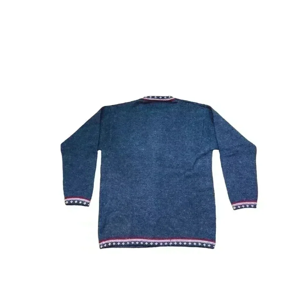 Alpacas Esmeralda Alpaca Wool Cardigan | Blue Geometric Knit Boho Sweater - Picture 13 of 13